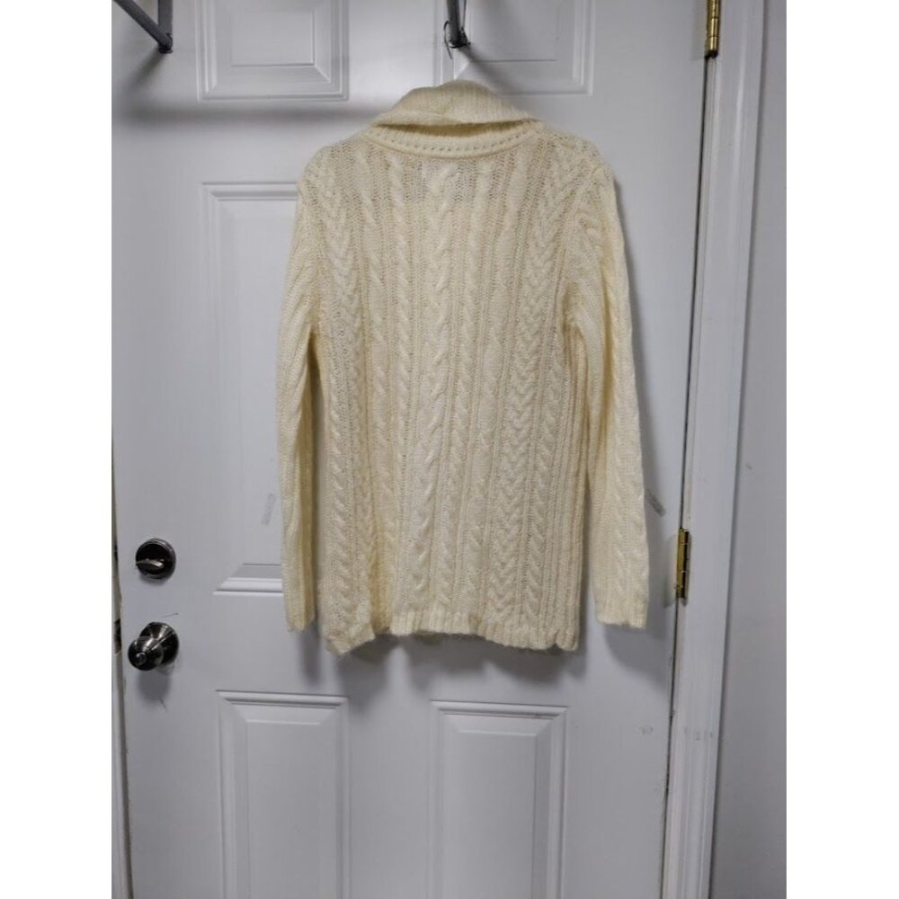 Jones New York Vintage Y2K Mohair Cable Knit 80's Cowlneck Oversized Sweater L - Picture 3 of 5